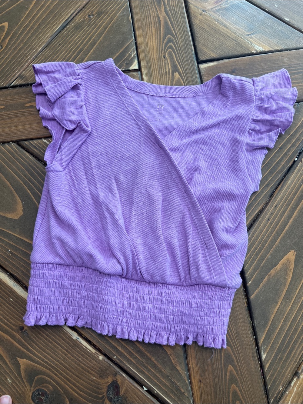 GAP Lilac Ruffle Sleeve Smocked Waist Top